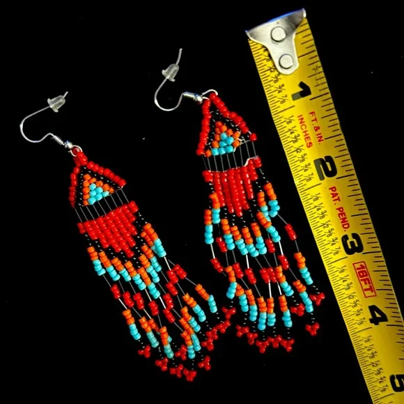 Beaded Native American Earrings - Picture 2 of 2